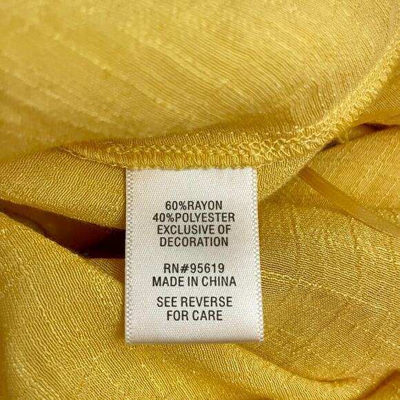 Vintage 90s Yellow Studio Tank Top Embroidered Layered Sleeveless Swing Blouse - Picture 3 of 10